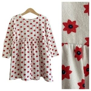 Hello Simone White Etoile Red Star Print Suzanne Long Sleeve Sweatshirt Dress